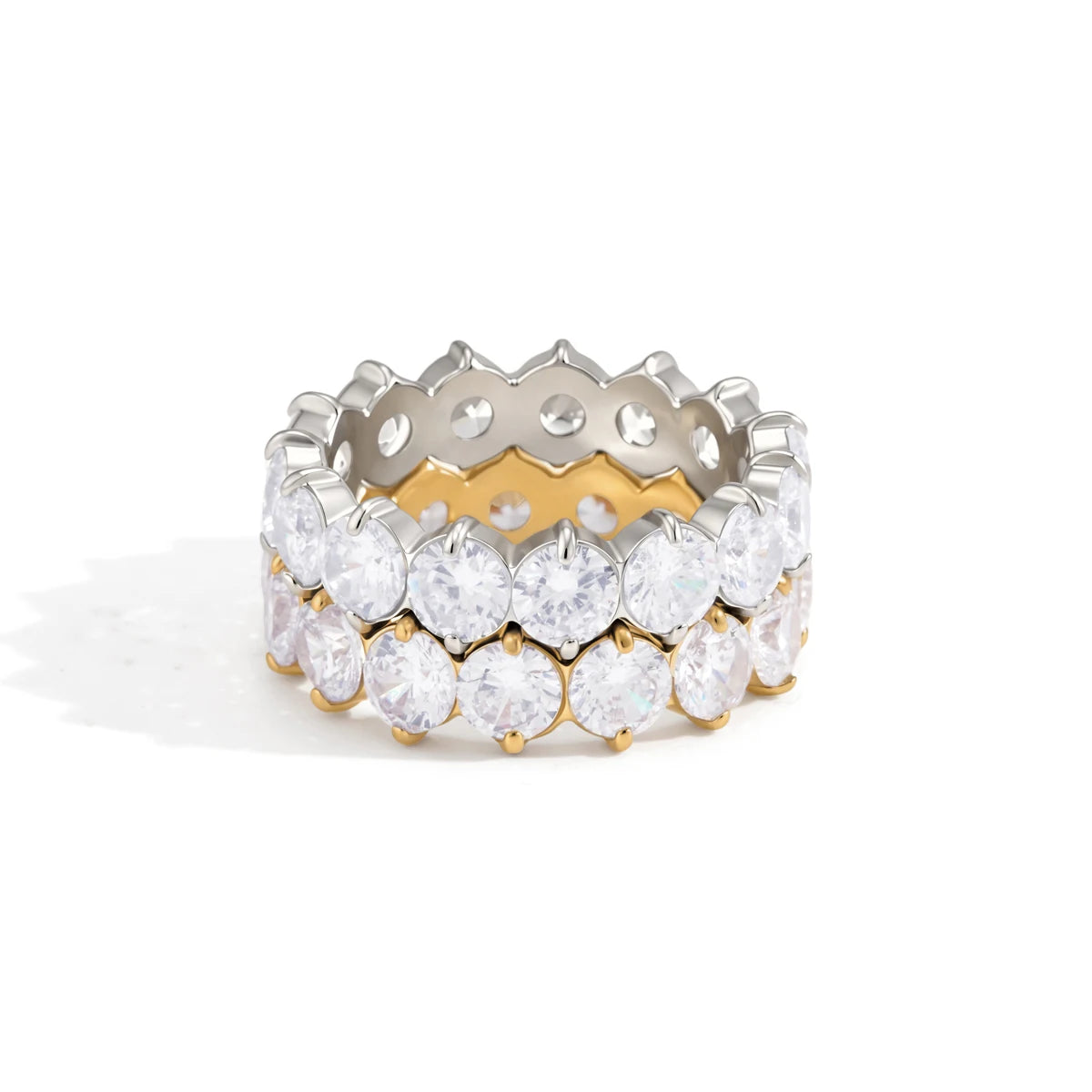 KIKA Elegant Full Round Zircon Rings  PVD Plated Stainless Steel 316Lt