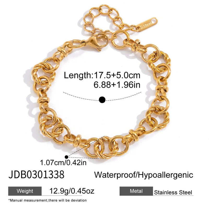 KIKA Delicate Gold And Silver Color Blocked Multi Ring Winding Chain Bracelet  PVD Plated Stainless Steel 316L