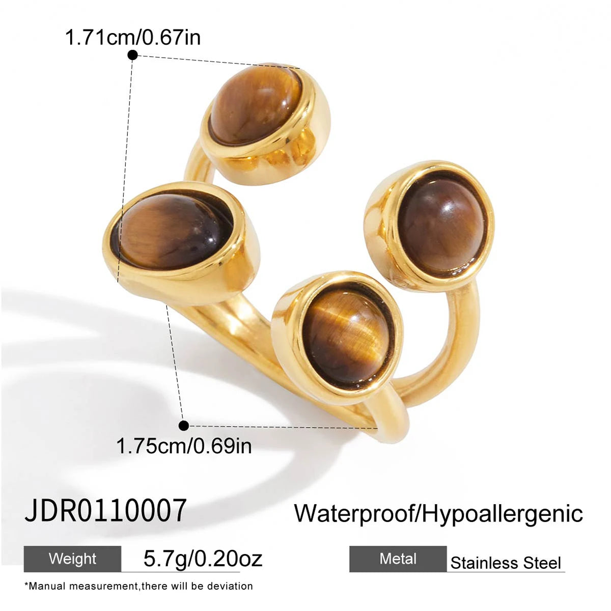 Kika Various Styles Brown Tiger Eye Stone Ring