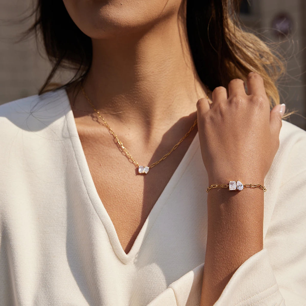 White Zircon Chain Bracelet