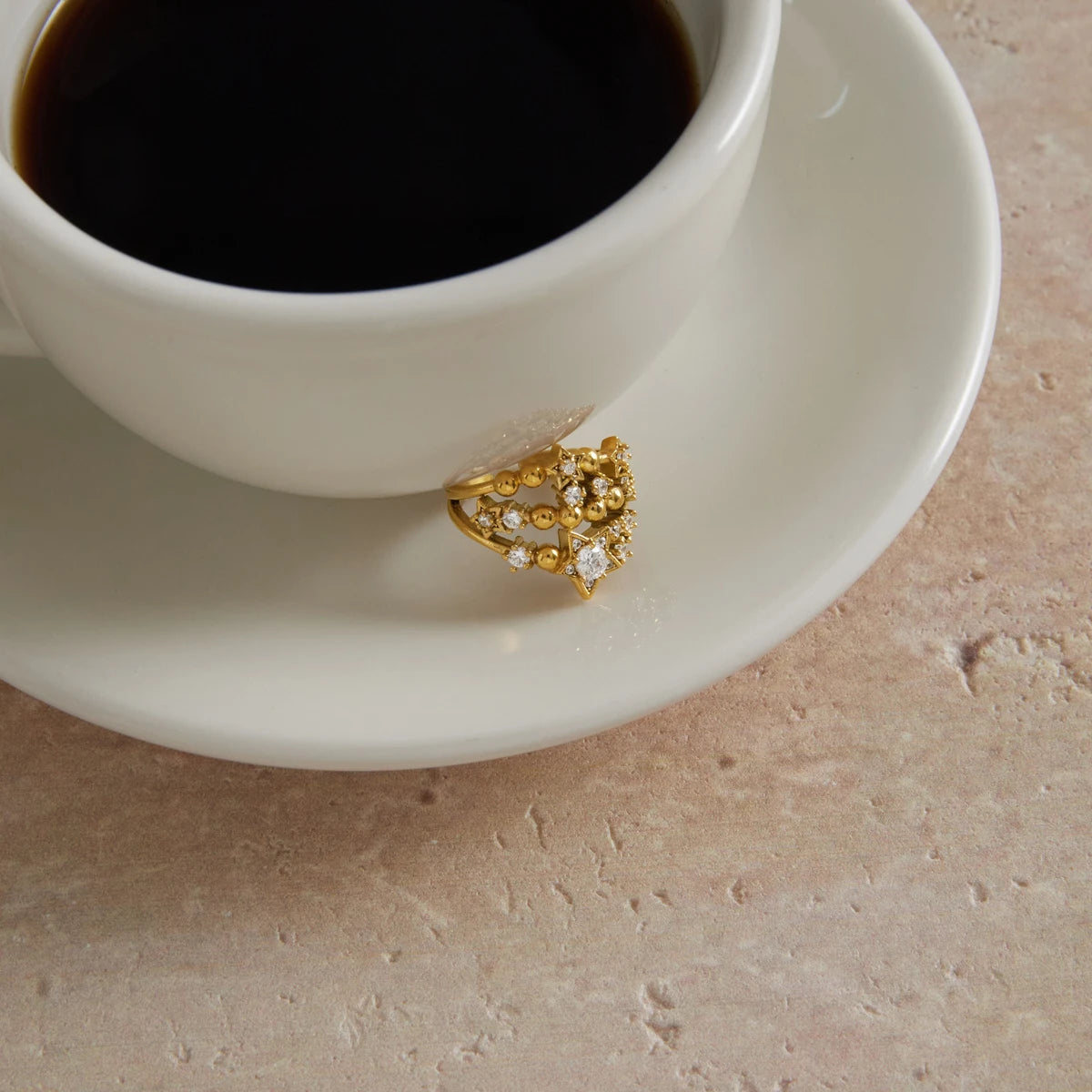 KIKA Delicate Zircon Star Open Rings PVD Plated Stainless Steel 316L