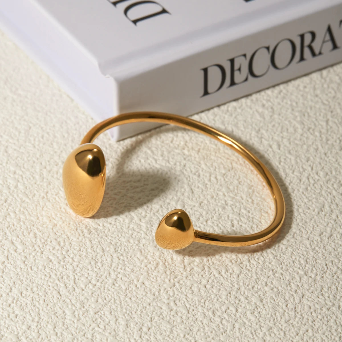 KIKA Unique Geometric Open Bracelet Stainless Steel Gold Plated Color Waterproof Jewelry for Women Valentine's Day Gift