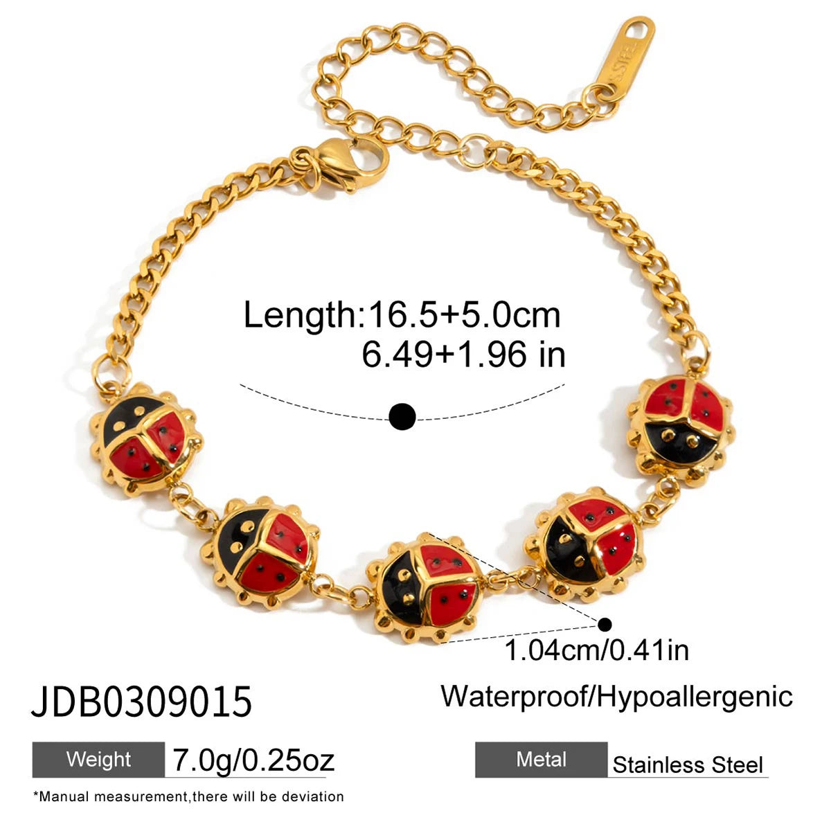 KIKA Vintage White Zircon Elephant Animal Bracelet 18K Stainless Steel 316L  Gold Color Stackable Chain Bracelet