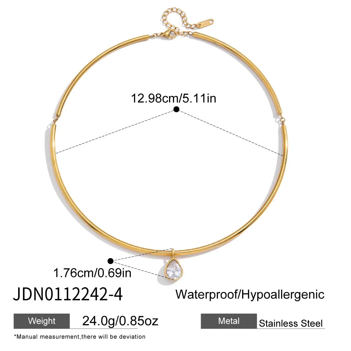 Classic Gold Color Geometric White Zircon Choker Necklace
