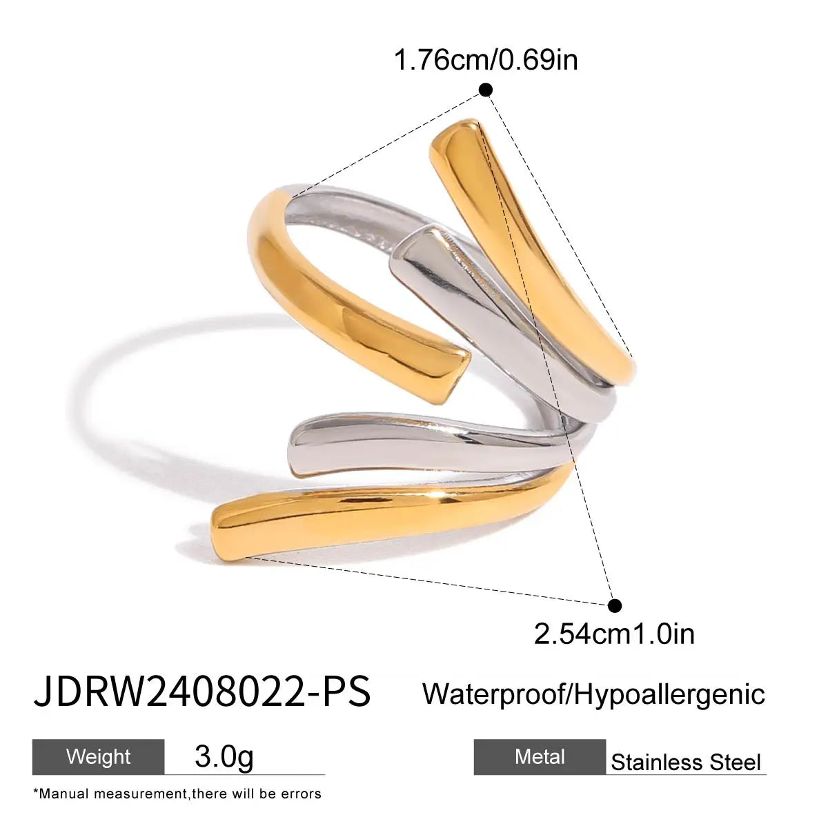 KIKA Minimalist Stainless Steel 3216L Two tone Hollow Flower Ring Stackable Texture Ring