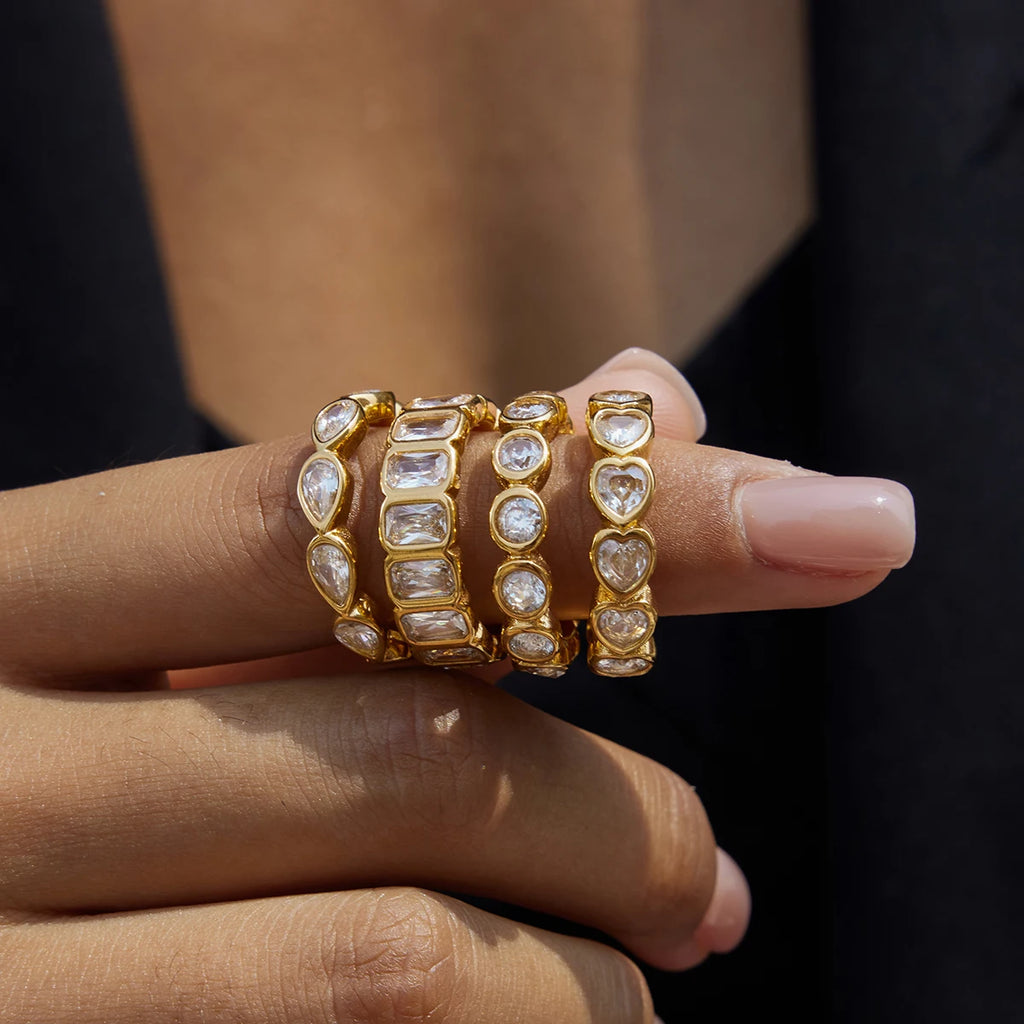 Water Drop shaped Sparkling Ring