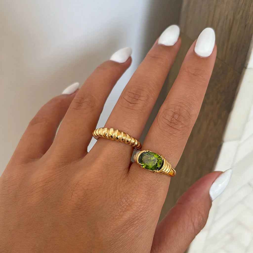 KIKA Stainless Steel Jewelry Exquisite Cubic Zirconia Women Ring 18 K Metal Wedding Engagement Waterproof