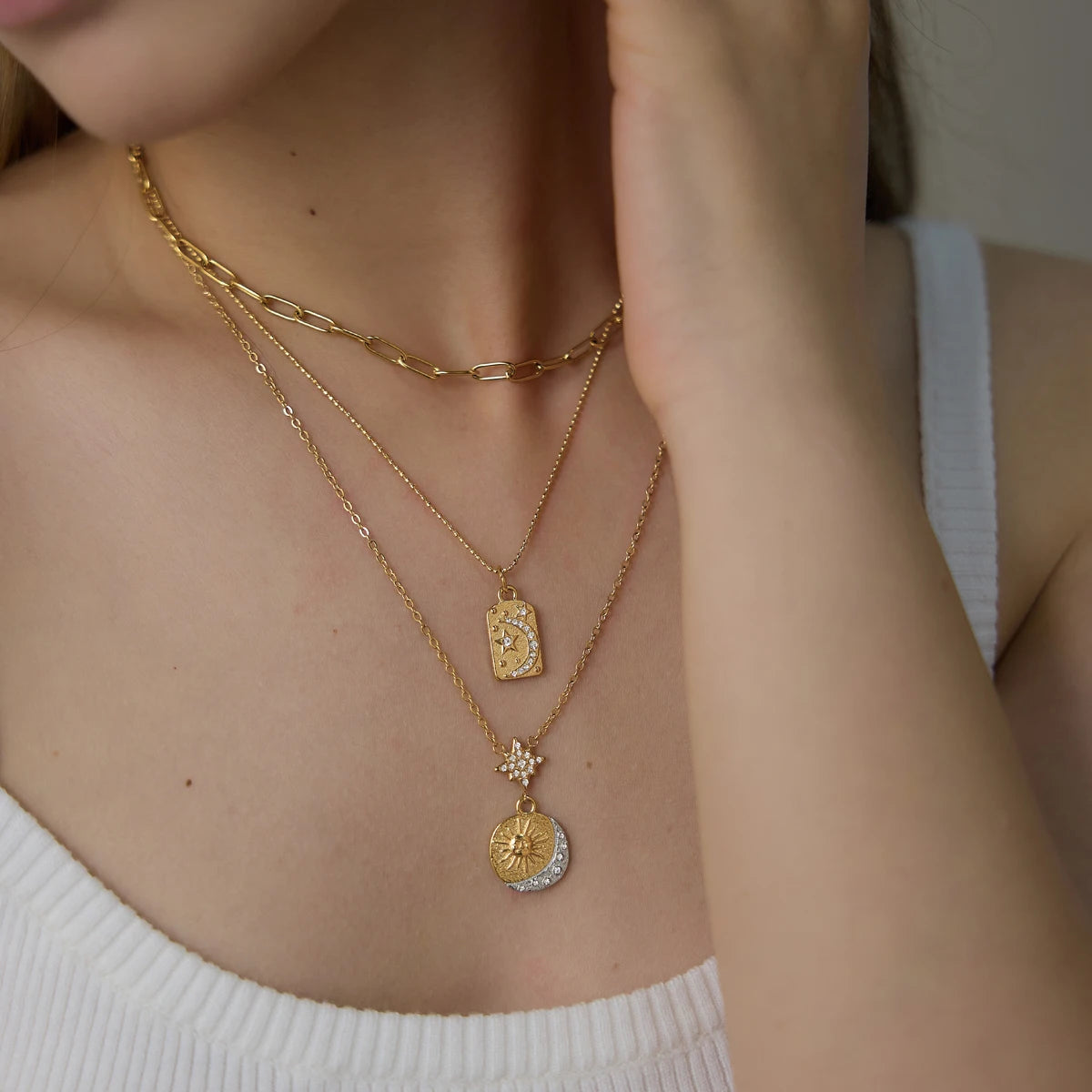 Kika Classic Moon Star Sun Pendant Necklace