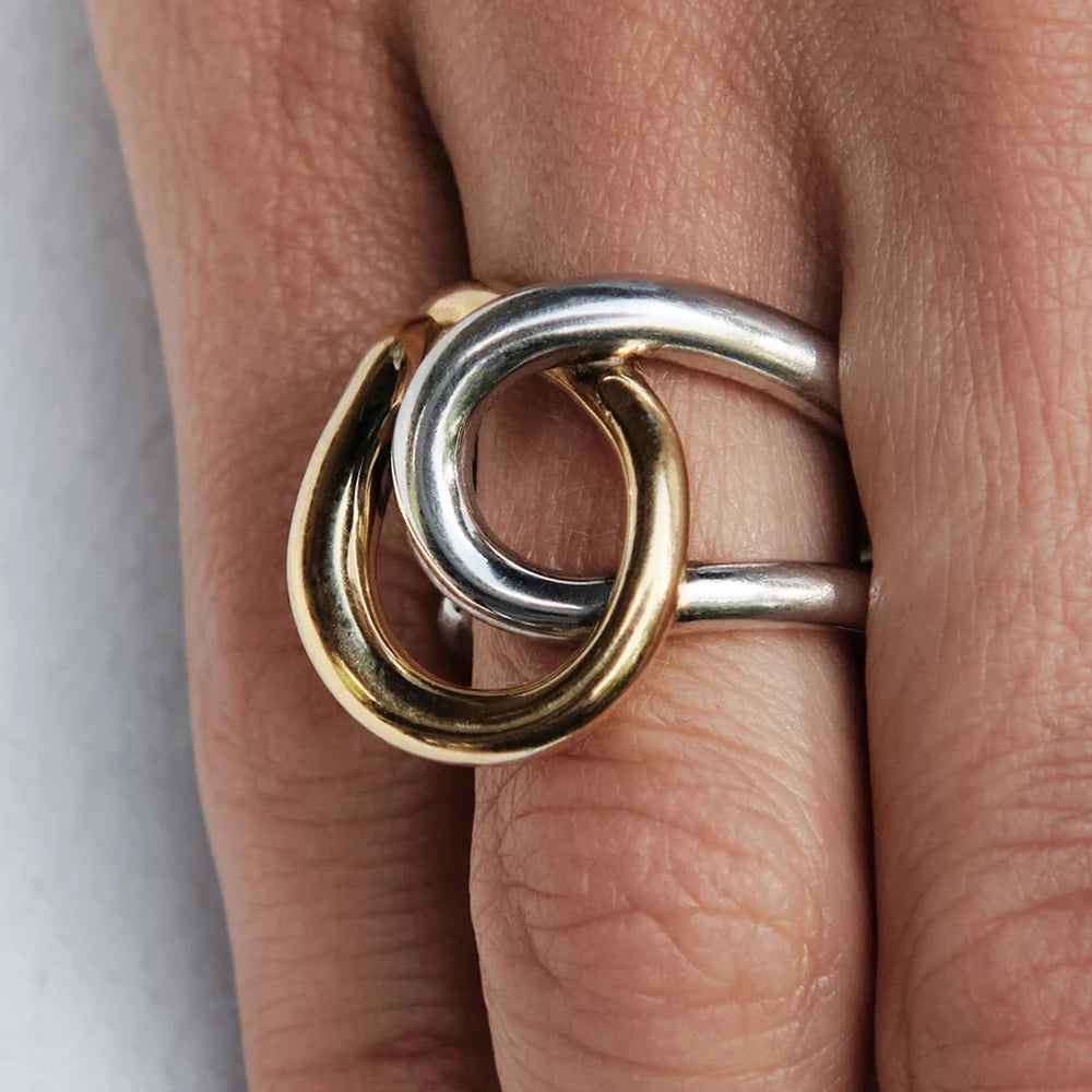 KIKA Minimalist Two Tone Irregular Wrapped Ring PVD Plated Stainless Steel