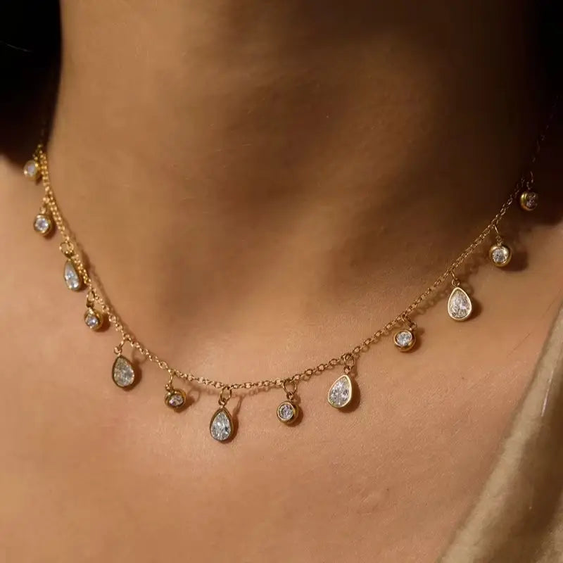 KIKA Delicate Geometric Zircon Pendant Necklace PVD Plated Stainless Steel 316L