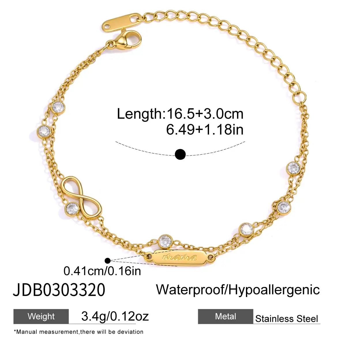 Kika Delicate White Round Zircon Infinite Symbol Mama Mother'S Day Double-Layer Bracelet With Freshwater Pearls