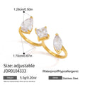 KIKA  Geometric Zircon Two Fingers Rings18K Gold PVD Plated Stainless Steel 316L