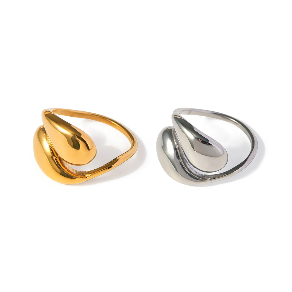 Kika Stainless Steel Metal Overlap Ring
