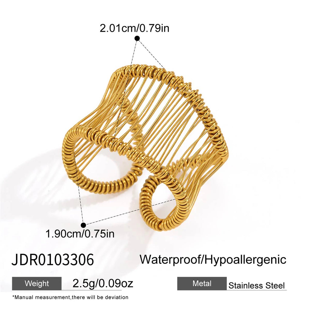 KIKA Multi Layer Hollowed Out Winding Linear Wide Face Bracelet PVD Plated Stainless Steel 316L
