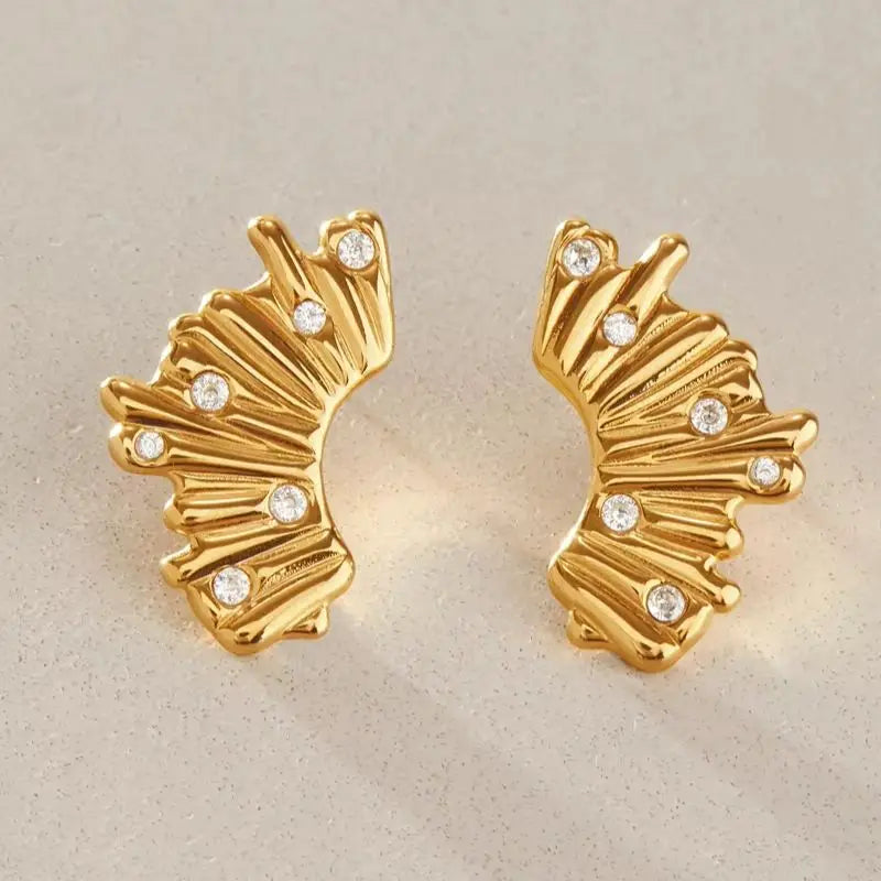 KIKA Classic Zircon Geometric Stud Earrings For Women Minimalist 18K Gold PVD Plated Stainless Steel Earrings Fashion Jewelry
