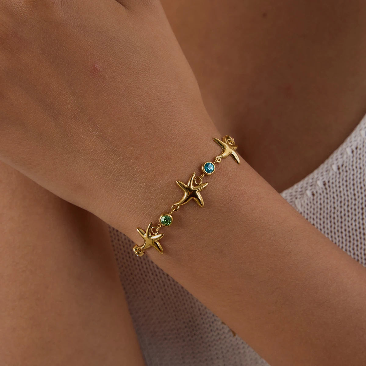 Kika Ocean Vacation Style Colorful Zircon Starfish Bracelet