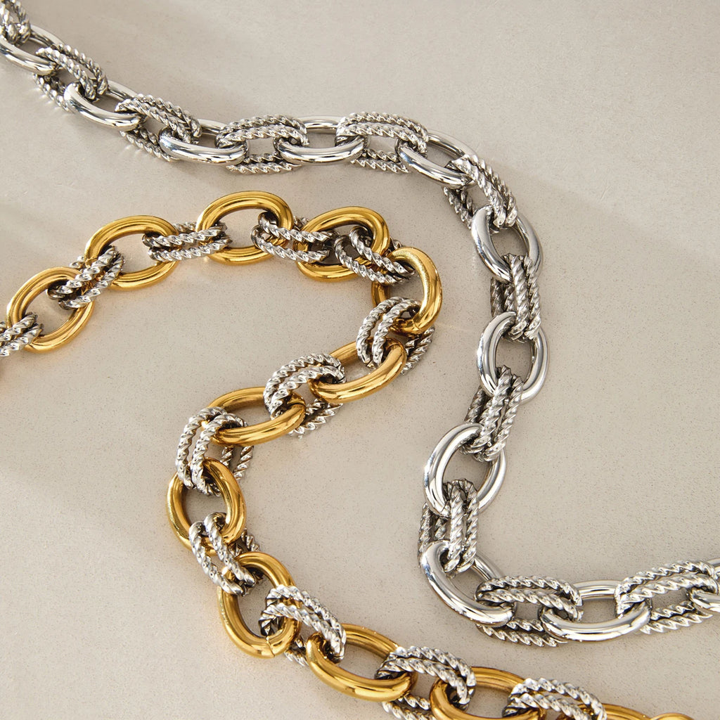 KIKA Classic Chunky Thick Chain Necklace For Women Men Minimalist 18K Gold PVD Plated Stainless Steel Necklace Fashion Jewelry