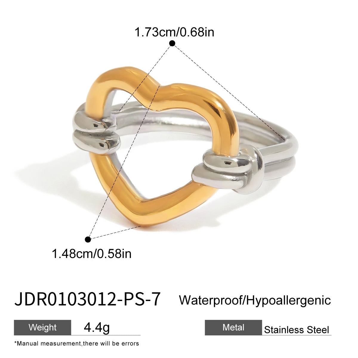 Kika Minimalist Color blocked Line Ring Stainless Steel Heart Zircon Stackable Ring Women's Jewelry Gift for Her