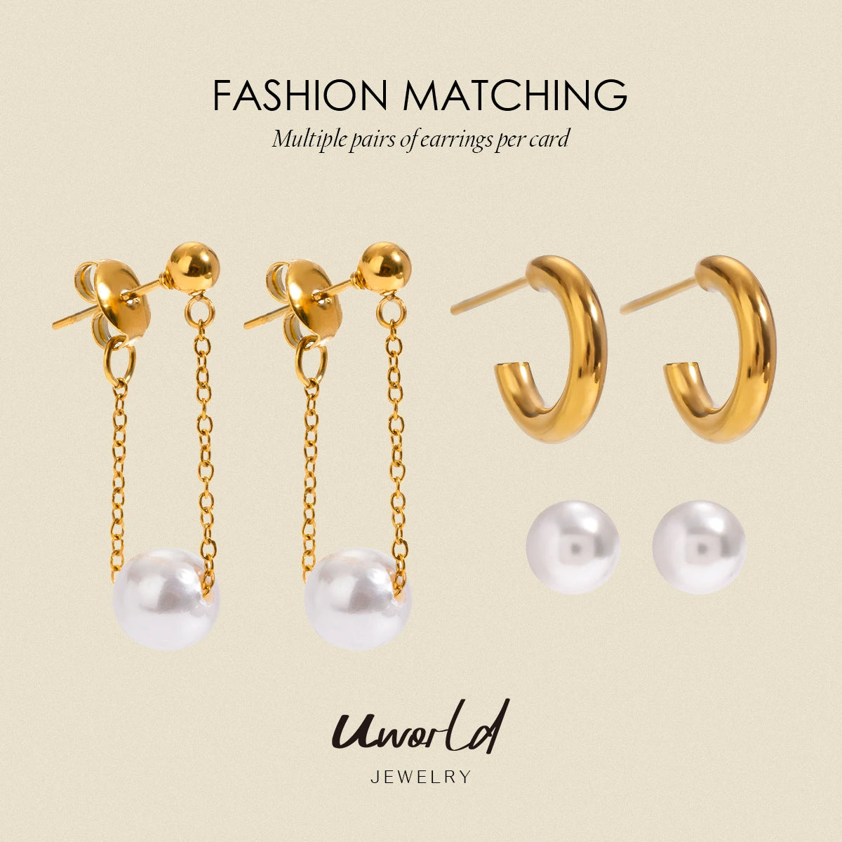 KIKA Handmade Earring Set Pearl C-shaped