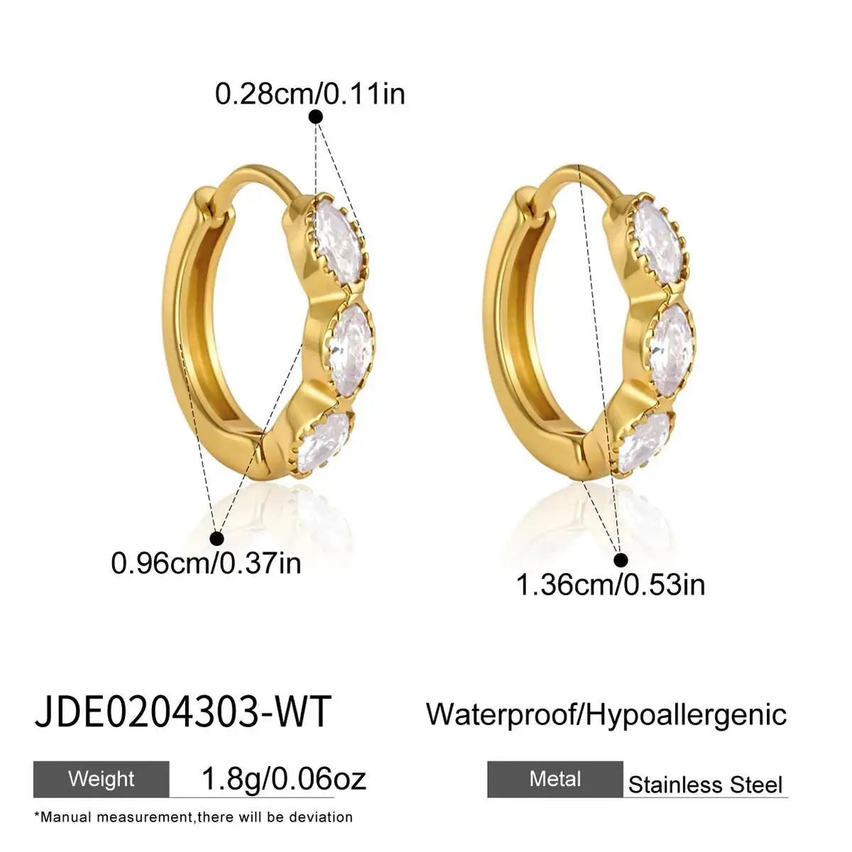 KIKA Delicate Zircon Clip Earrings For Women Minimalist 18K Gold PVD Plated Stainless Steel 316L Earrings Fashion Jewelry Gift