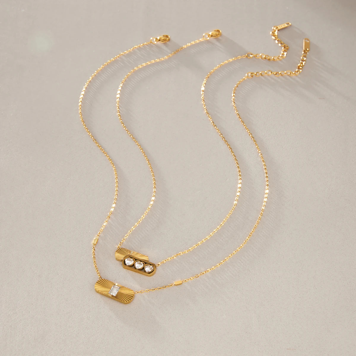 Kika Geometric Heart Zircon Pendant Necklace Minimalist 18K Gold PVD Plated Stainless Steel 316L