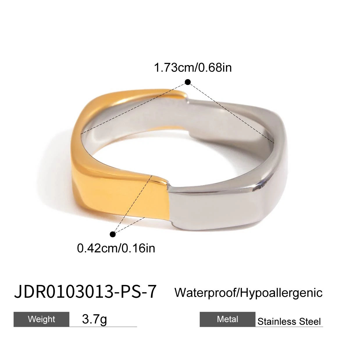 Kika Minimalist Color blocked Line Ring Stainless Steel Heart Zircon Stackable Ring Women's Jewelry Gift for Her