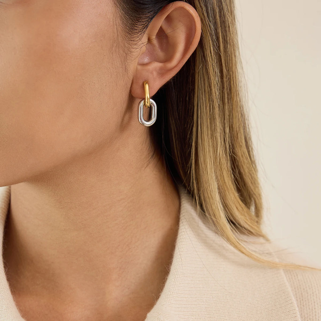 Blocked Double Ring Earring