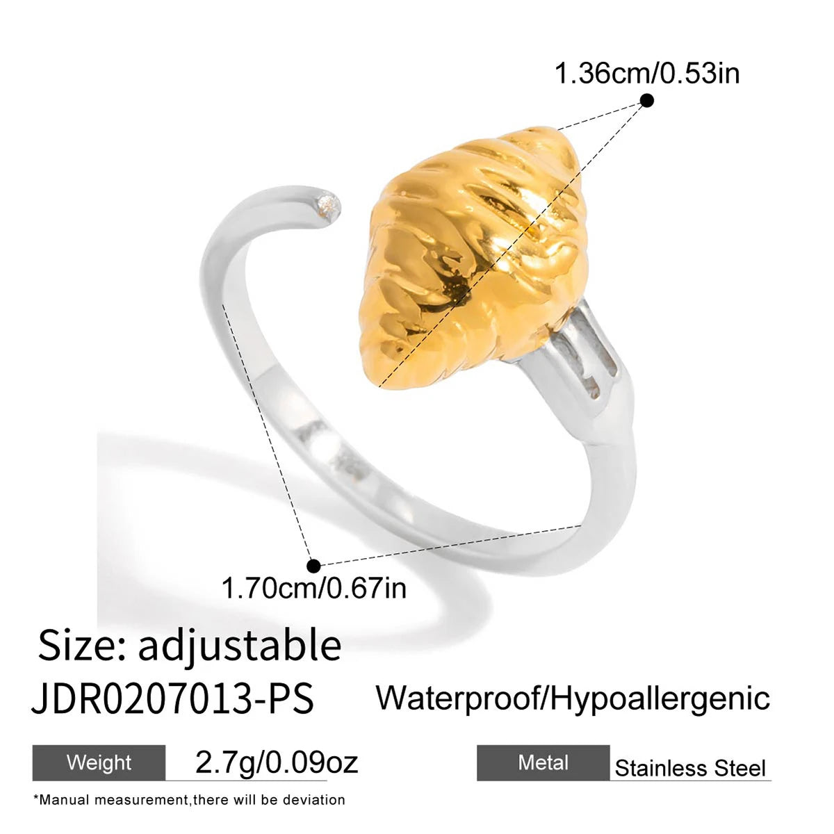 Minimalist Two tone Hollow Asymmetric Ring
