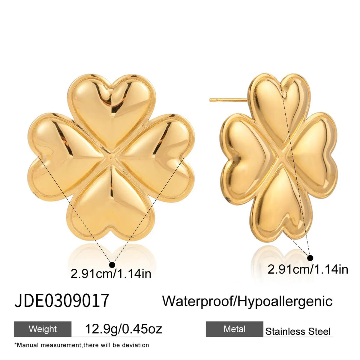 Flower Heart Earring For Women Delicate Stainless Steel Earrings