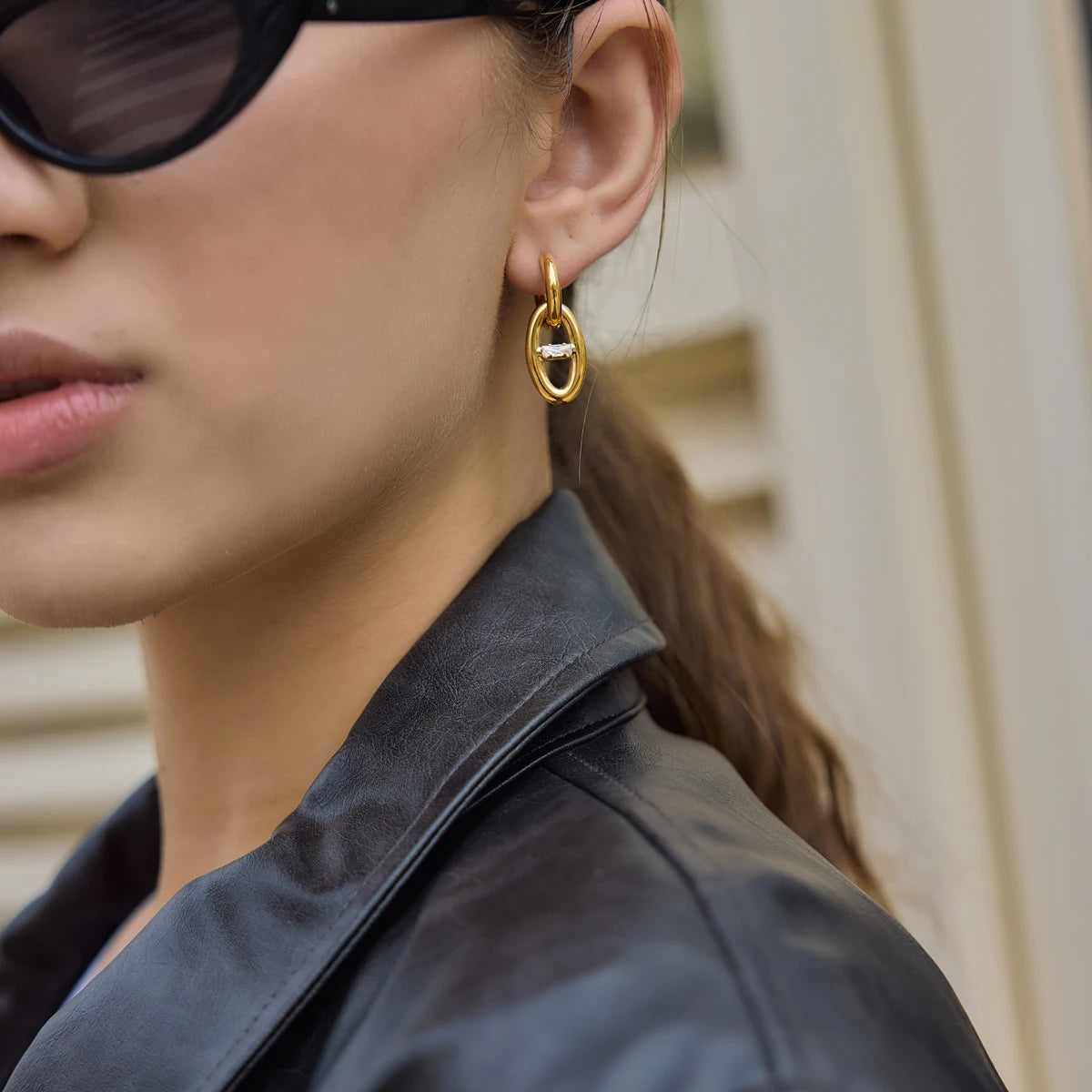 KIKA Geometric Zircon Drop Earrings  PVD Plated Stainless Steel 316L