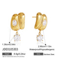 KIKA Classic Round Zircon Drop Earrings  18K Gold PVD Plated Stainless Steel 316L
