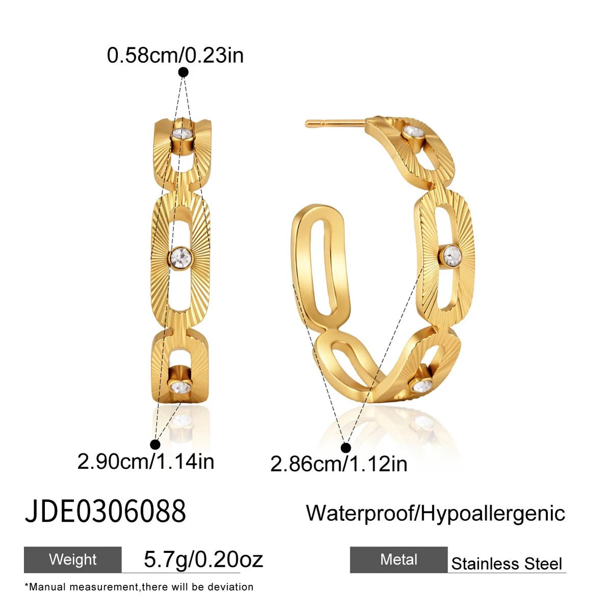 Kika Tiny Crystal Geometric Stud Earrings 18K Gold PVD Plated Stainless Steel 316L