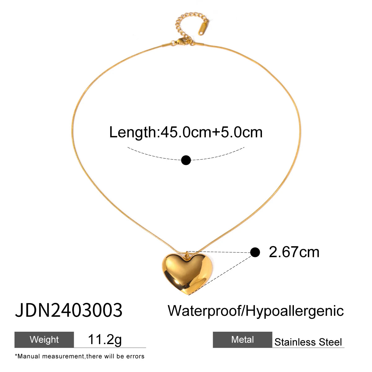 Simple Classic Heart Pendant Necklace