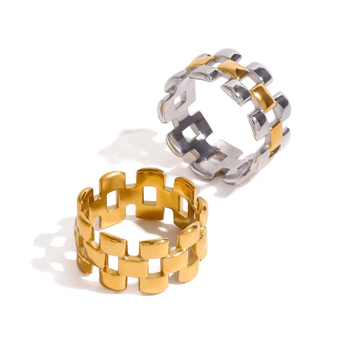 KIKA Fashion Square Hollow Two tone Ring Stainless Steel 316L
