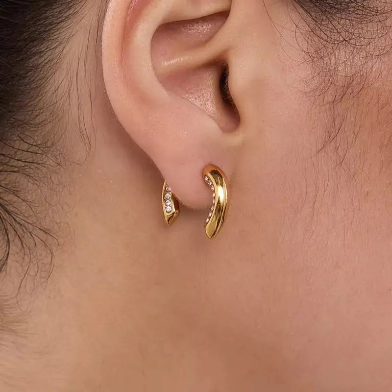 KIKA Detachable Horseshoe Shape Stud Earrings For Women Minimalist 18K Gold Plated Stainless Steel Earrings Fashion 316L