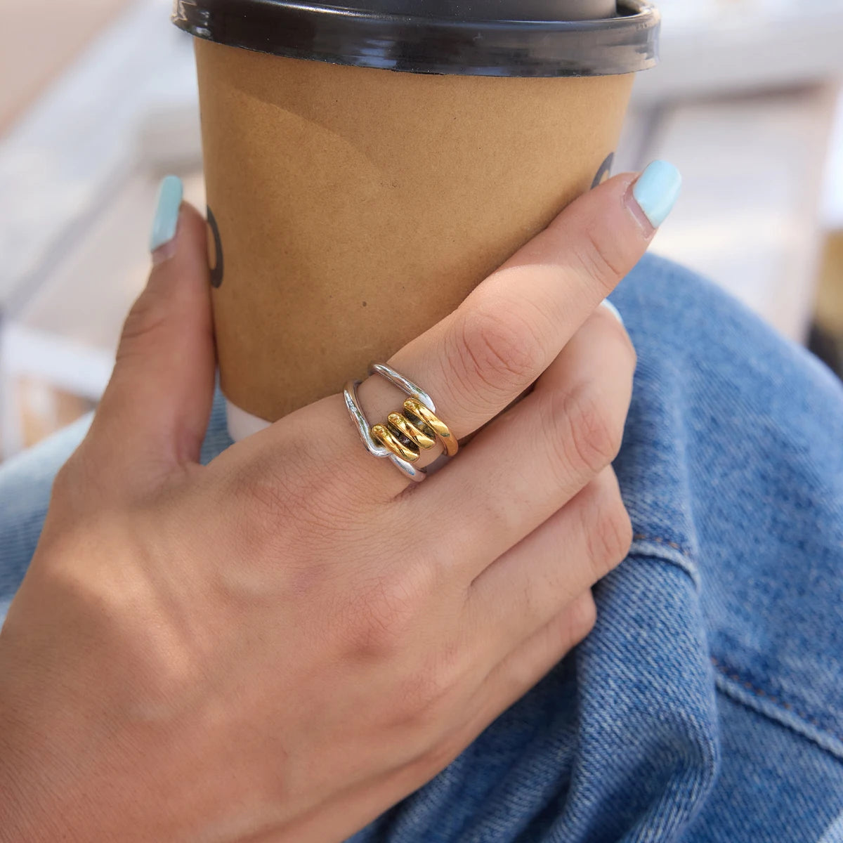 KIKA Mixed Color Multilayer Twisted Rings  PVD Plated Stainless Steel 316L