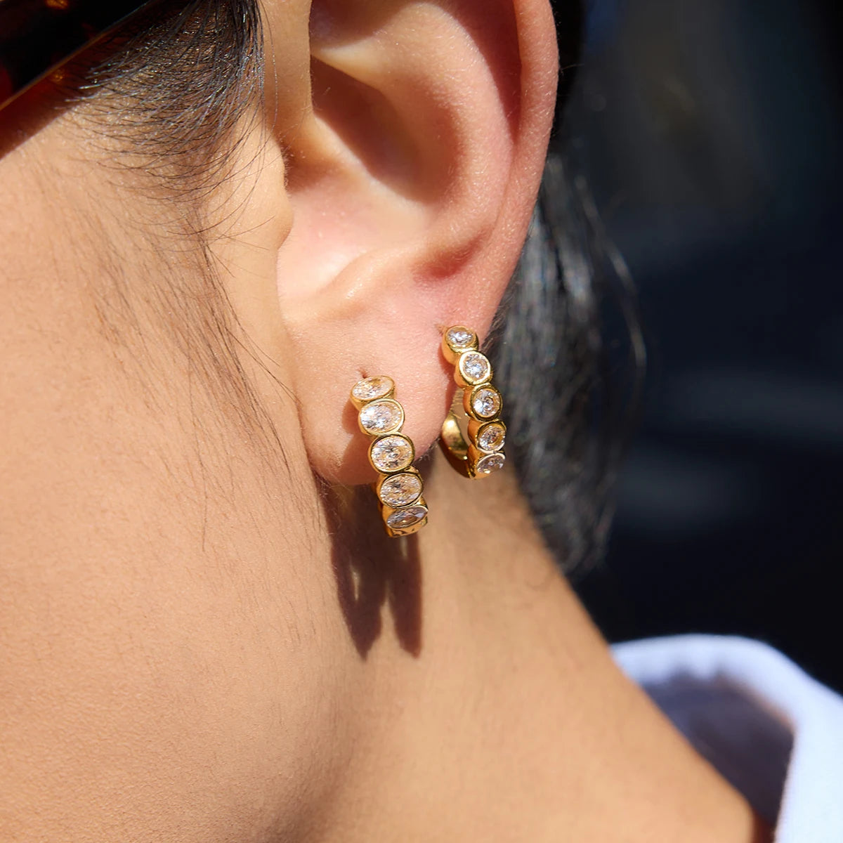 Kika Classic Zircons Filled Earring PVD Plated Stainless Steel 316L