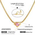 KIKA Geometric Pink Zircon Pendant Necklace For Women Minimalist 18K Gold PVD Plated Stainless Steel Necklace Fashion Jewelry