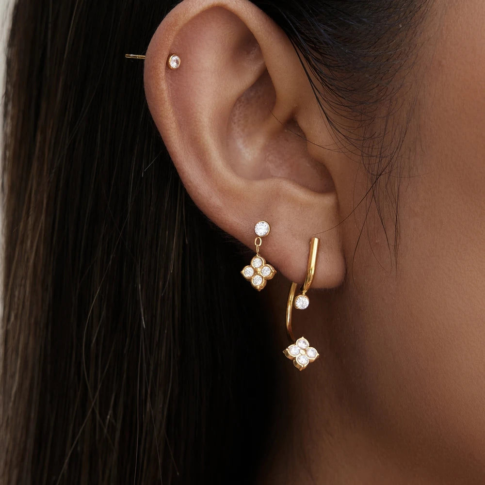 Kika 3 Pcs/Set Delicate Zircon Earrings Minimalist 18K Gold PVD Plated Stainless Steel 316L