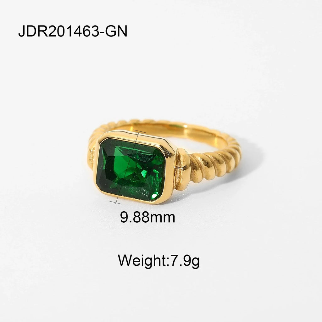Kika Retro Green Zircon Ring