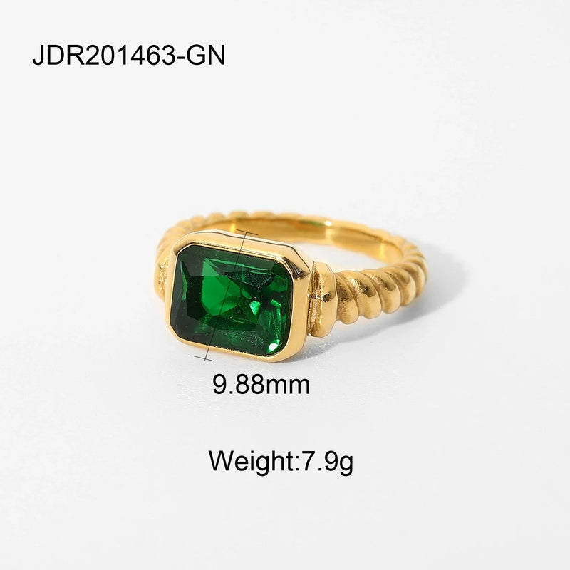 Kika Retro Green Zircon Ring
