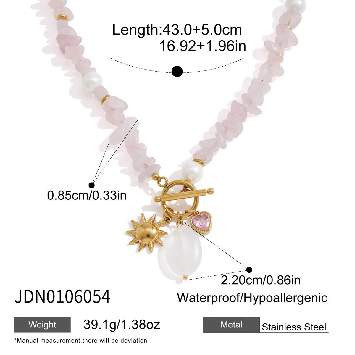 Kika Geometric Resin Zircon Pendant Necklace For Women Elegant Natural Stainless Steel