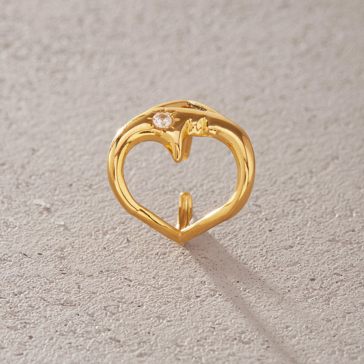 KIKA Classic Moon Shape Hollow Open Rings  PVD Plated Stainless Steel 316L