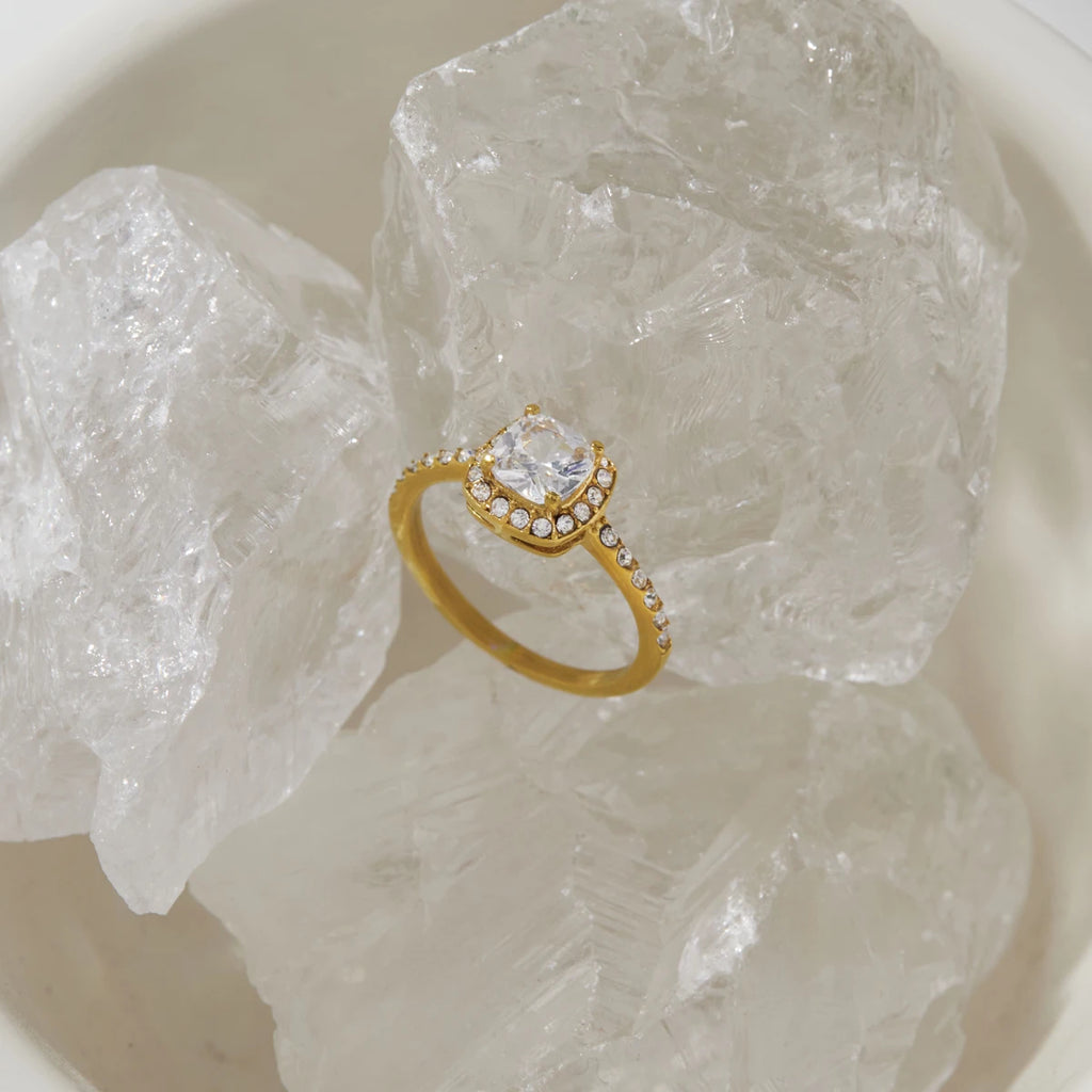 KIKA Square Zircon Ring PVD Plated Stainless Steel 316L