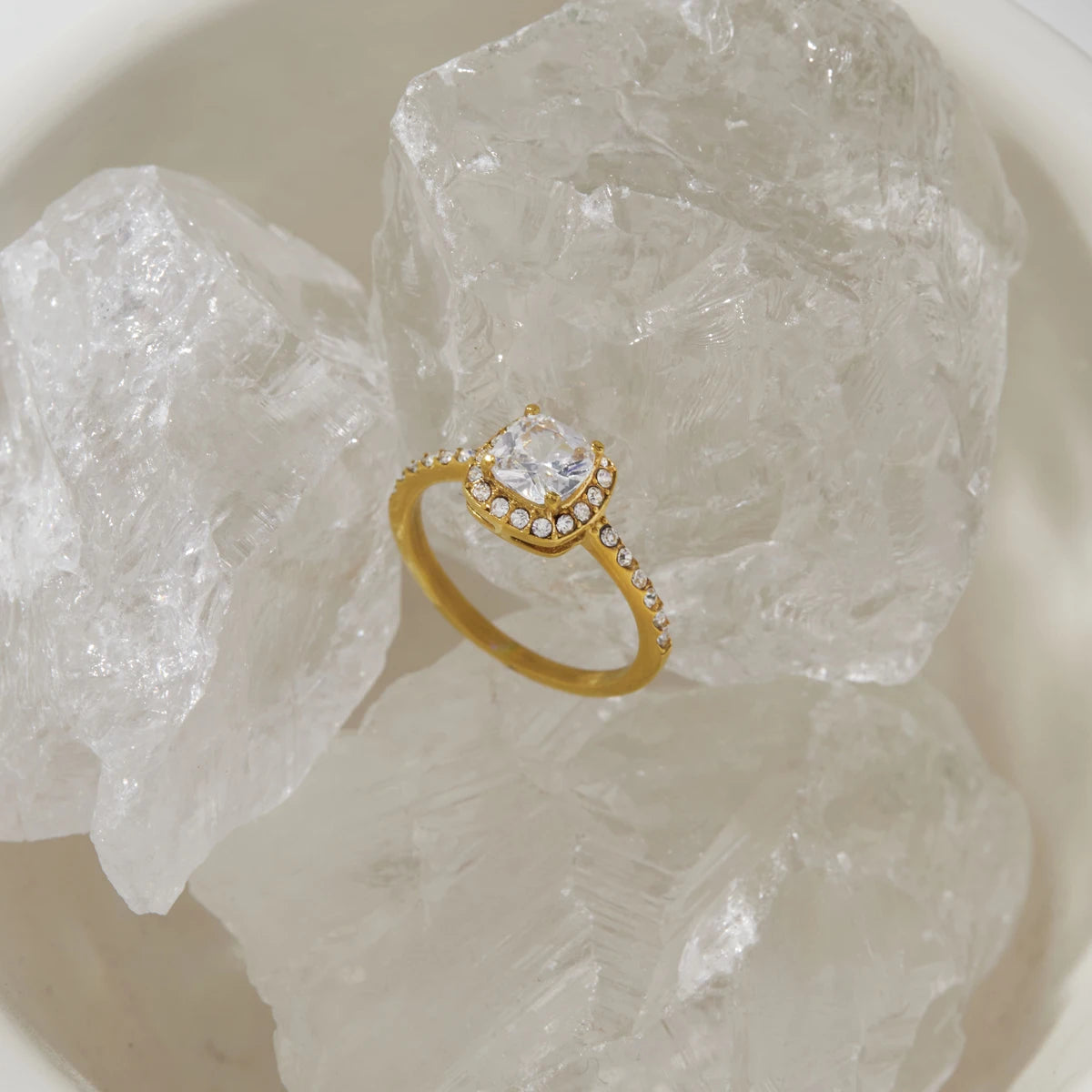 KIKA Square Zircon Ring PVD Plated Stainless Steel 316L