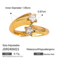 KIKA Minimalist 18K Gold Color PVD Plated Stainless Steel 316L White Heart Shaped Zircon Ring Star Stackable