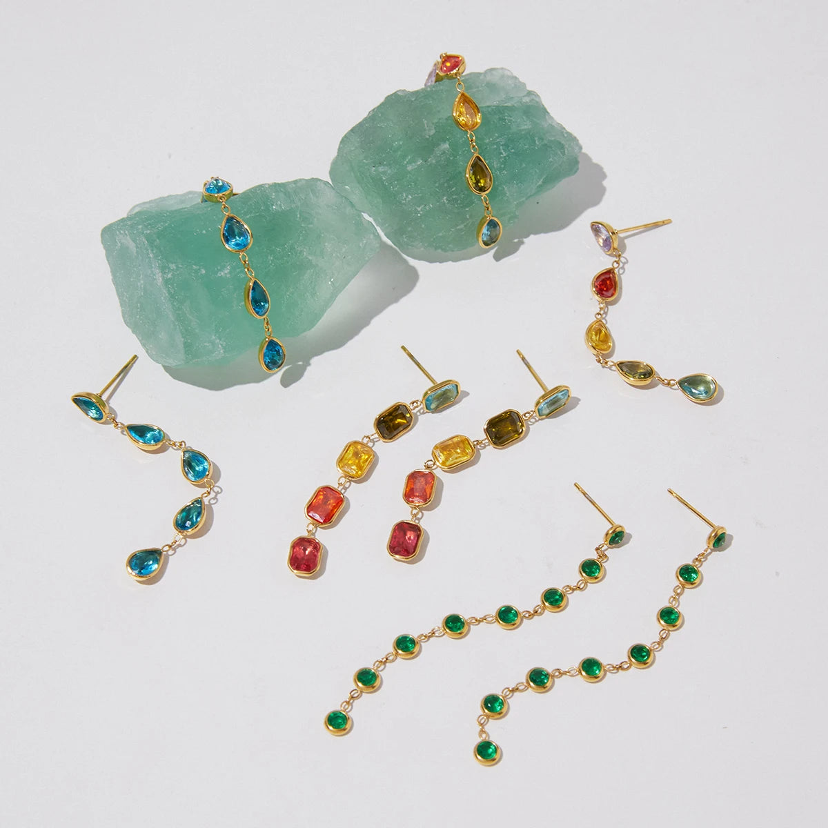 Kika Multicolor Geometric Zircon Drop Earrings