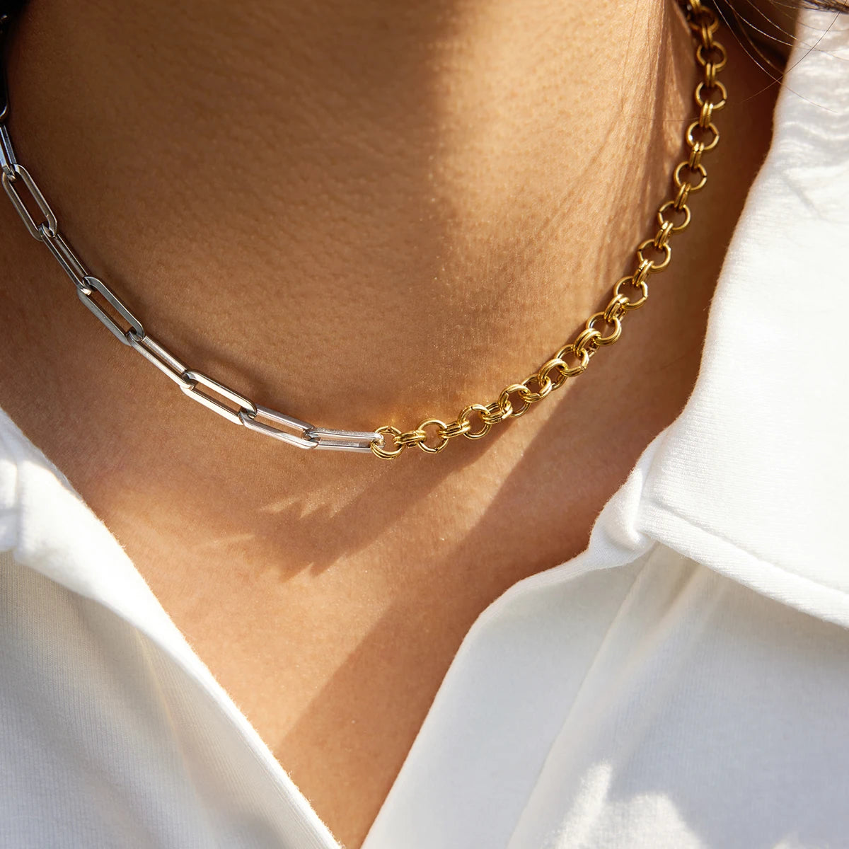 Minimalist Paperclip Chain Stainless Steel O-Chain Splicing Necklace