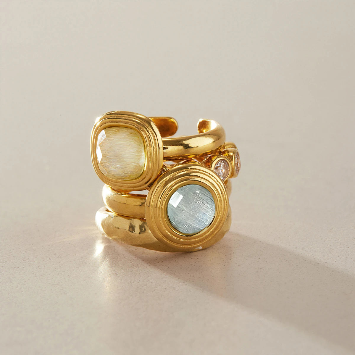 KIKA Elegant Resin Open Rings PVD Plated Stainless Steel 316L
