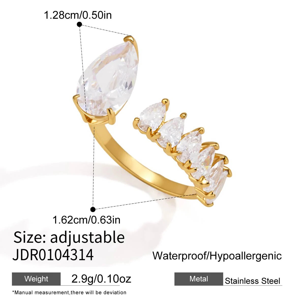 Kika Delicate Geometric Zircon Open Rings